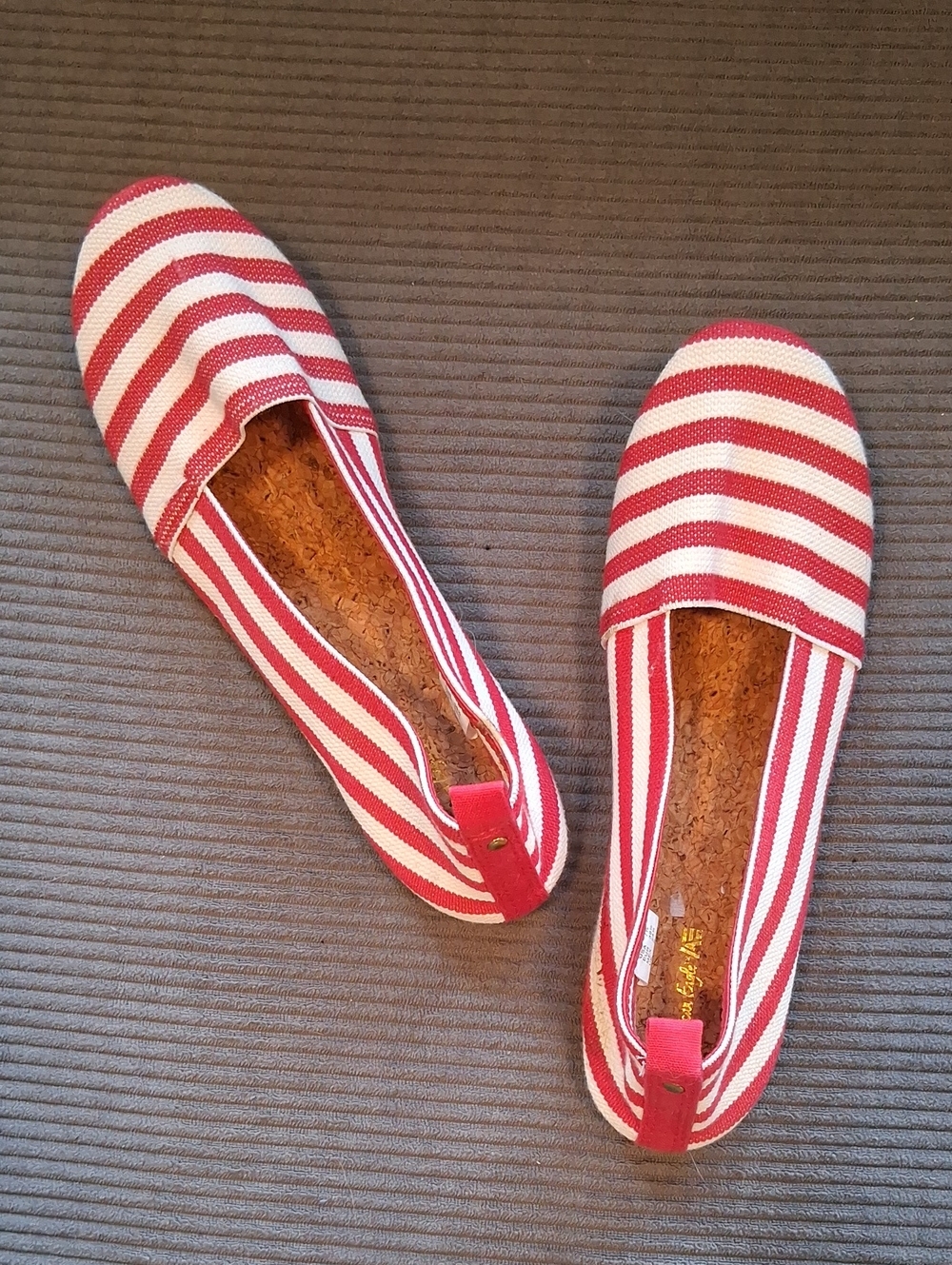 American Eagle By Payless Red and White Striped Flats